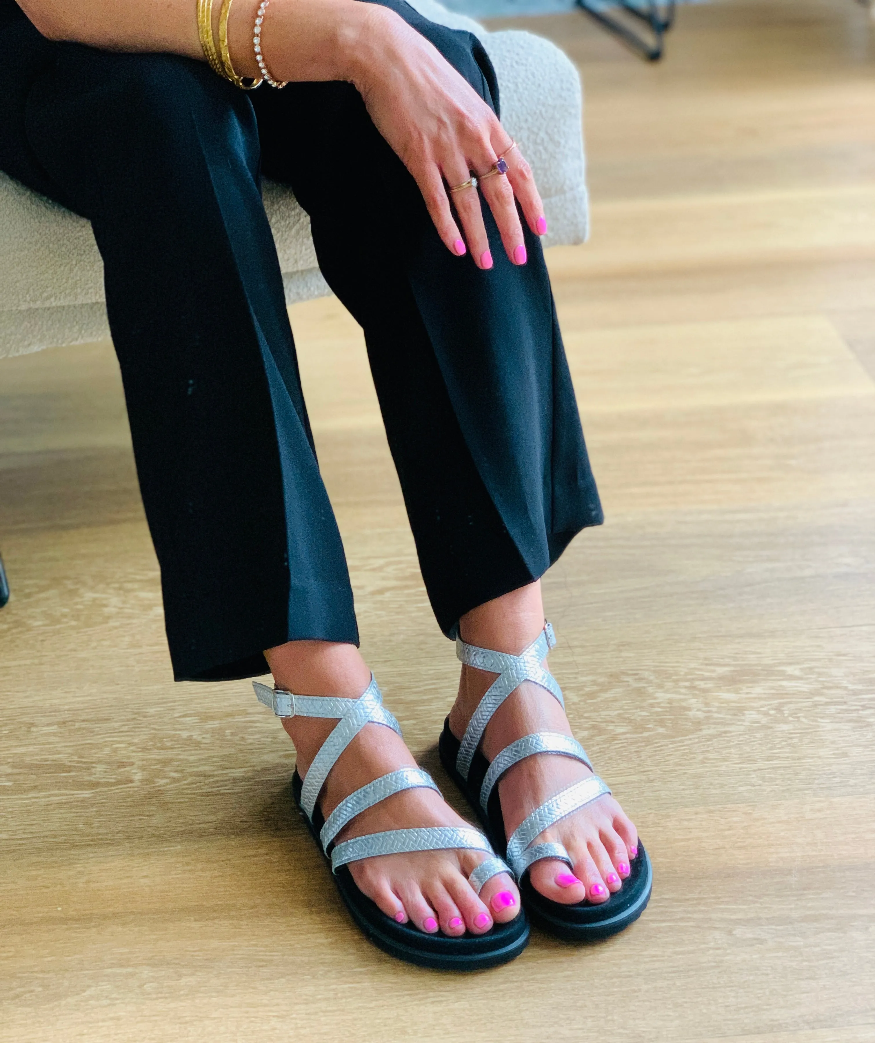 Amalfi silver gladiator sandals