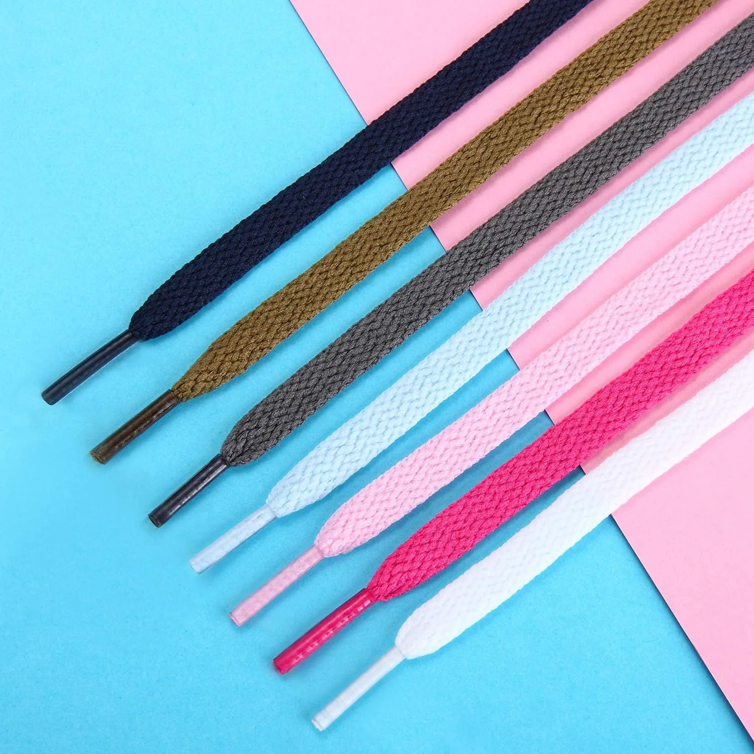 Handshop Flat Shoelaces 5/16" - 20 Colors in 36"-72" Shoe Laces For Sneakers