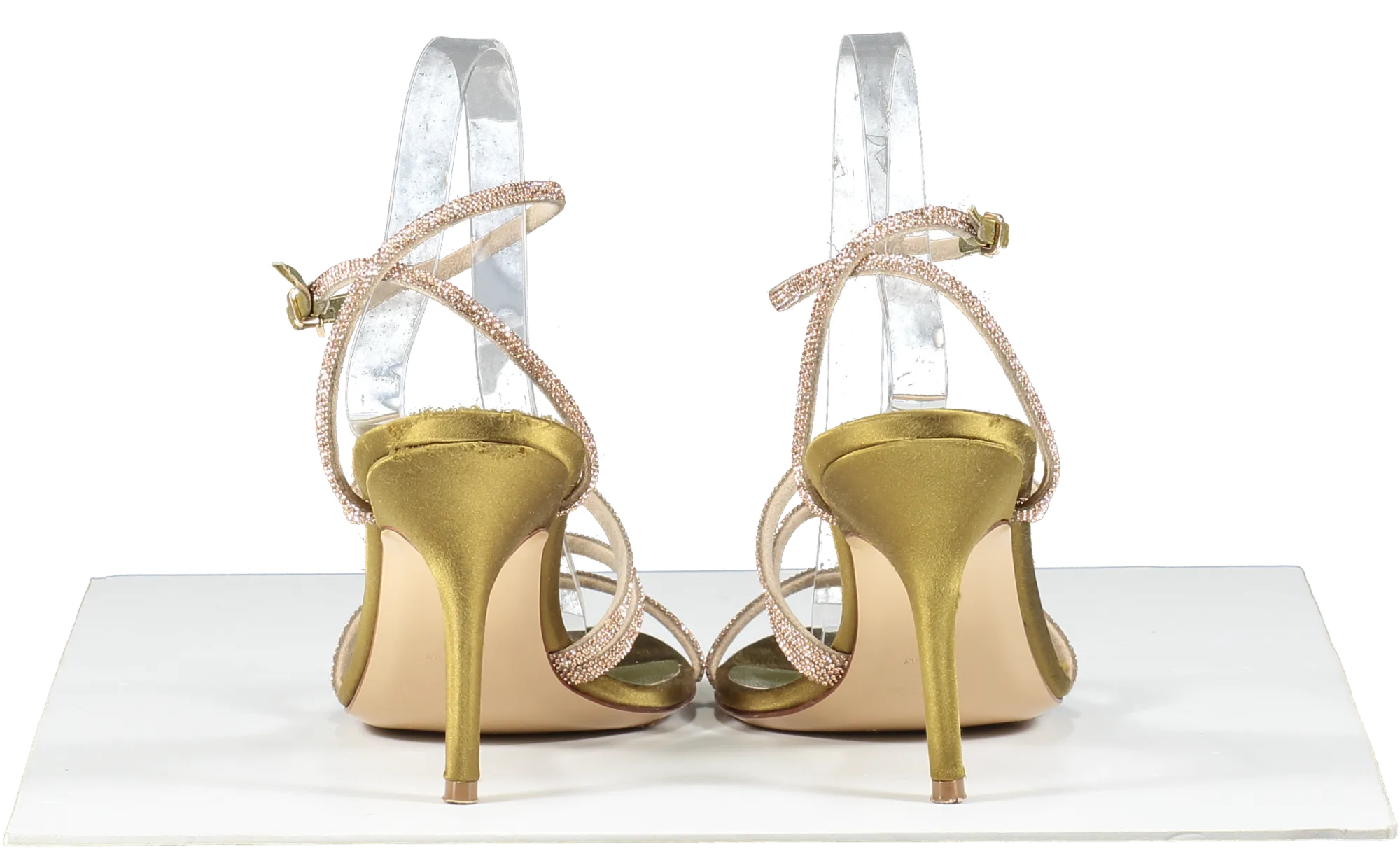Maria Luca Green Curry Fannia Crystal Sandal UK 7 EU 40 👠